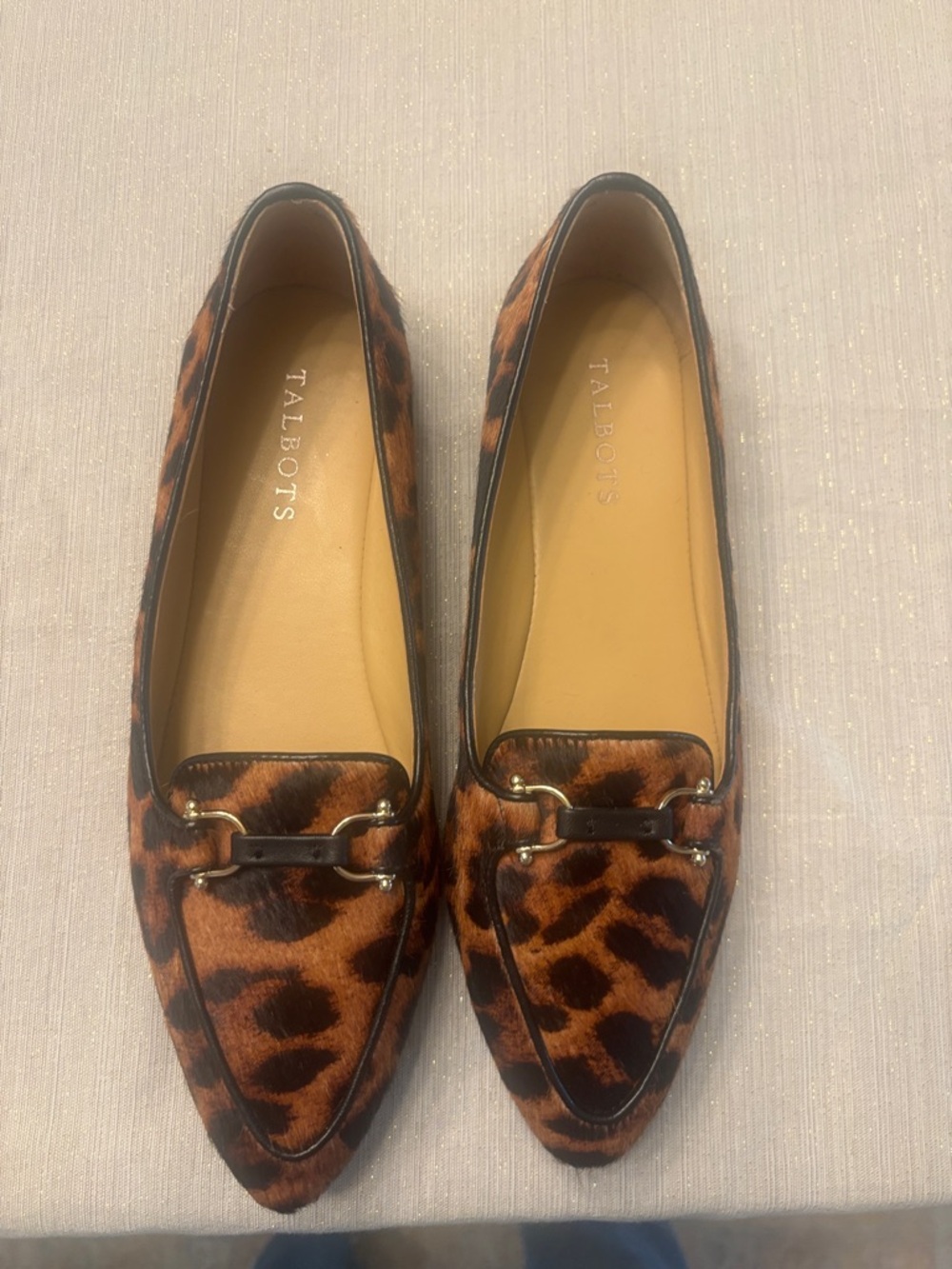 Talbots Leopard-Print Pointed Toe Classic Francisco Loafers - Brown/Black
